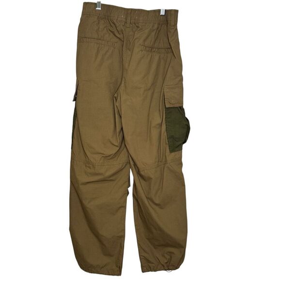 Anthropologie Olive Green Cargo Parachute Pants Size 26 Contrast Pockets Cotton - Picture 6 of 10